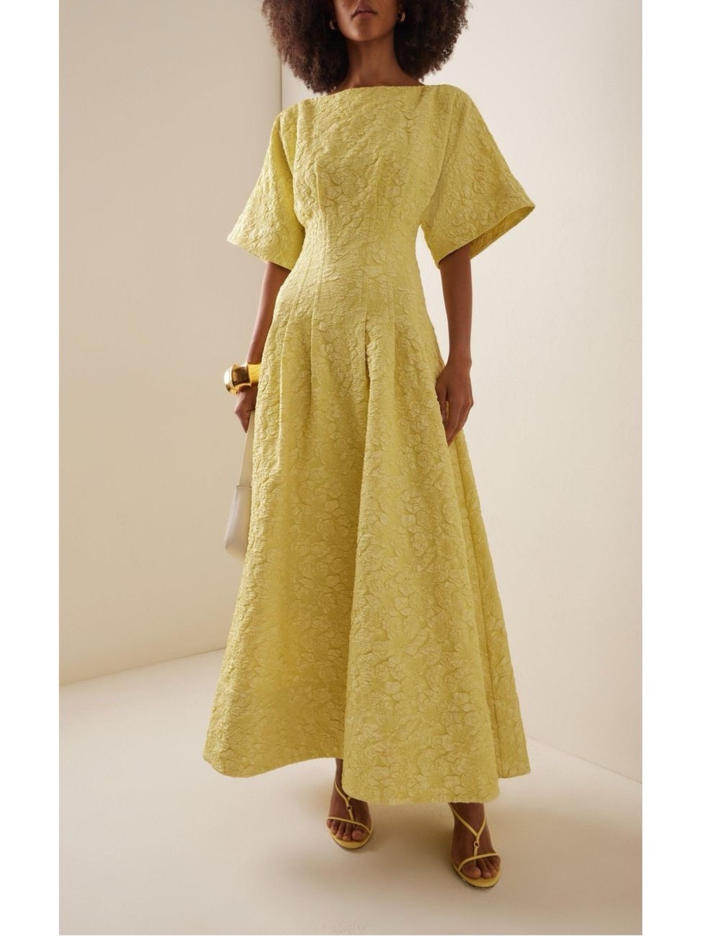Jonathan Simkhai | Rosalie Yellow Textured Jacquard Maxi Dress Size 4